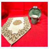 SPONGEWARE POTTERY PLATE, MUG & TABLE RUNNER