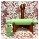 VINTAGE JADEITIE ROLING PEN, EGG CUP