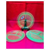 SET OF 3 URANIUM DIVIDED GREEN PLATES - SEE PICS
