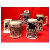 5 VINTAGE STEINS, GERMAN,MOON LANDING, ETC