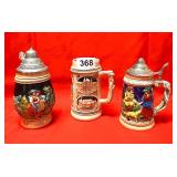 VINTAGE GERMAN STEINS, SEE PICS DAMAGE ON ONE