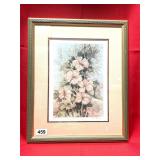 FRAMED FLORAL PRINT SIGNED OXEN WEXLER, WILM NC