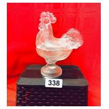 VINTAGE GLASS ROOSTER 2 PIECE DISH