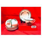 SPODE CHRISTMAS TREE 5 CUPS, 6 SAUCERS