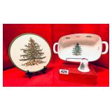 SPODE CHRISTMAS CASSEROLE, BELL AND HOT PAD