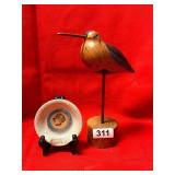 HAND CARVE BIRD AND CRAB POTTERY