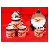 6 ANTIQUE FEDERAL DESIGN GOLD EAGLE COFFEE CUP