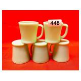 5 VINTAGE FIREKING JADEITE MUGS