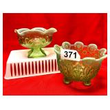 ANTIQUE NORWOOD & JEFFERSON OPALESCENT GREEN GLASS