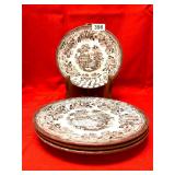 4 CHURCHILL - ENGLAND- BROWN TRANSFER-WARE PLATES