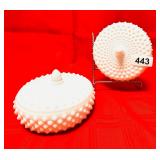 PAIR OF MATCHIND WHITE MILK GLASS DRESSER JARS