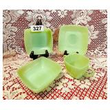 GROUP VTG JADEITIE SQ CAUCER, CUPS,ETC CHIP ON 1