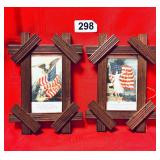 ANTIQUE FRAMES WITH AMERICANA POST CARDS