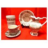 ANTIQUE BROWN TRANSFERWARE,TILSO JAPAN,BROADHURST