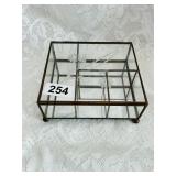 MCM GLASS, FOOTED, BRASS HINGED JEWELRY BOX