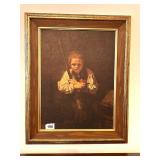 VINTAGE COPY OF "GIRL WITH BROOM" 18X24 INSIDE