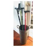 UMBRELLA STAND WITH 4 CANES & WALKING STICK