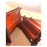 PAIR OF TWIN SLEIGH BEDS- ONE SET WOODEN SIDE RAIL