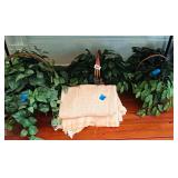 3 BASKETS OF GREENERY & 2 PEACH THROW