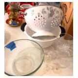 FLORAL COLANDER,PYREX  BAKING DISHES, BUNT PANS