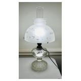 ANTIQUE OIL LAMP CONVERTED TO LIGHTED LAMP