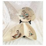 MCM - RED WINF BOB WHITE BOMERANG DISH, BOWL