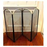 4 PANEL FIREPLACE SCREEN AND 3 PRONG FIRE TOOL