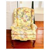 VINTAGE QUEEN ANNE WING CHAIR - FLORAL CHINTZ