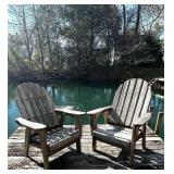 PAIR OF WEATHERED ADIRONDACK CHAIRS -STURDY