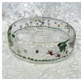 NIB BOTANICAL SERVING GLASS FLORAL DISH