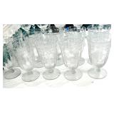 10 VINTAGE FOSTORIA NAVARRE CLEAR BLOWN GLASSES