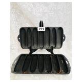 2 CAST IRON CORNBREAD PANS #27 & HEART THROW