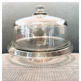 GLASS CAKE DOME KEEPER CONVERTS TO CHIP & DIP
