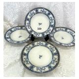 4 ANTIQUE FLOW BLUE KOOTENA HANLEY ENGLAND