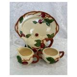 VINTAGE APPLE FRANCISCAN PLATTER,TEAPOT,C & S