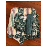 CROSCILL TWIN GRANADA GREEN COMFORTER & SHAM SET