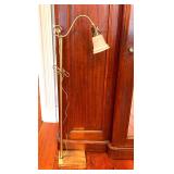 BRASS TONE FLOOR LAMP WITH WHITE SHADE 51TALL