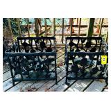 PAIR VINTAGE CAST IRON GARDEN PLANTERS ROSE MOTIF