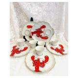 5 VTG LEFTON LOBSTER PLATES & CUPS, 1 THROW