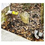 2 PLANT STAND, WIRE BASKET, SHELLS, ETC