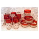 VINTAGE CROWN & THUMB GLASSES (8 LARGE,7 SMALL)