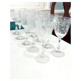 10 VINTAGE FOSTORIA NAVARRE CLEAR BLOWN GLASSES
