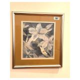 FLORAL ART SIGNED DOTTIE DIXON 19X19.5