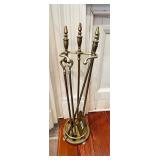 BRASS FIREPLACE TOOL SET