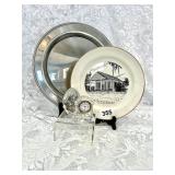 WATERFORD MINI CLOCK, PAPER WEIGHT,BELIN PLATE