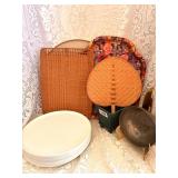 TRAY, 3 REVOLING TRAYS, EARLY COPPER BOWL, ETC