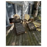 PAIR OF ADIRONDACK CHAIRS WITH FOOTSTOOLS