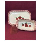 VINTAGE APPLE THEMED BAKEWARE & COW BELL