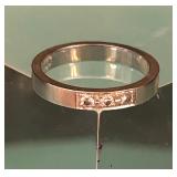 14K WHITE GOLD RING 3 TINY DIAMONDS 3 grams total