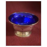 ANTIQUE STERLING SILVER BOWL - COBALT GLASS BOWL